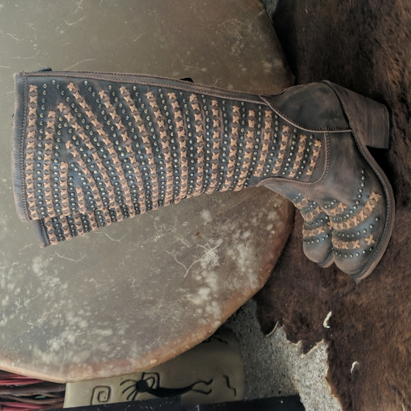 LIBERTY BLACK LB71244 Cafe Vintage studded & cross stitched tall ladies boots 6 - Picture 2 of 15